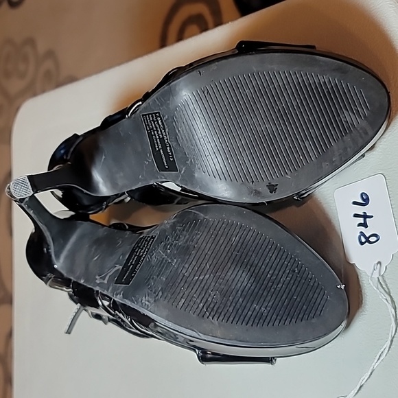 Daisy Fuentes 7.5 "carra" stiletto heels shiny black forefoot platform - Picture 7 of 13